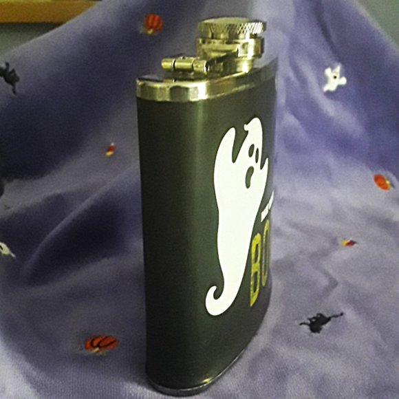 BOO! NWT 6oz. SS Halloween Themed Flask - Picture 5 of 8